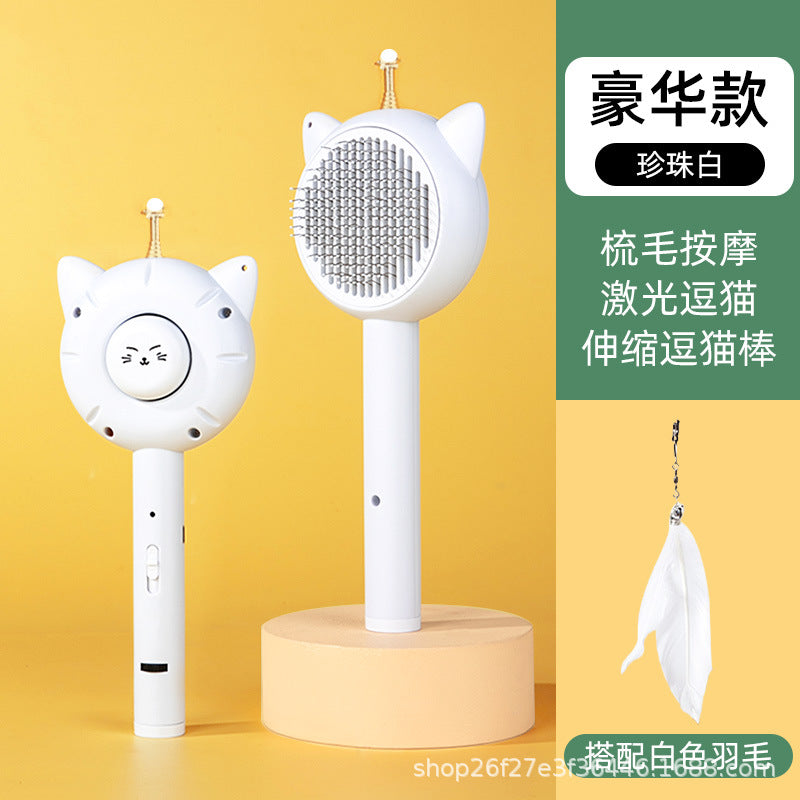 猫 おもちゃ 5in1 多機能レーザーポインター ペット用コーム UVブラックライト 猫じゃらし 羽付き 運動不足・ストレス解消