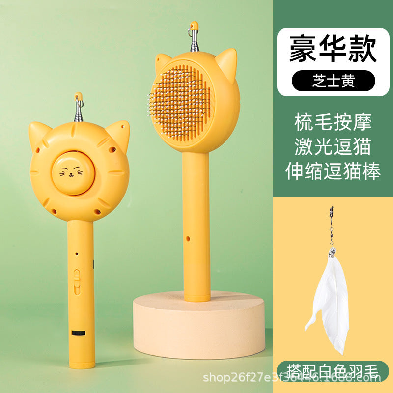 猫 おもちゃ 5in1 多機能レーザーポインター ペット用コーム UVブラックライト 猫じゃらし 羽付き 運動不足・ストレス解消